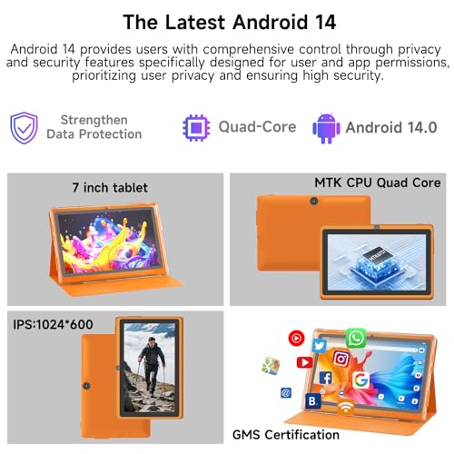 Image of 7 Inch Android 15.0 Tab PC RAM 8GB (3+5 Expansion) ROM 32GB IPS 1024x600 BT 5.0 WiFi6 2.4G + 5G 2MP + 5MP Dual Cameras YouTube Netfilx