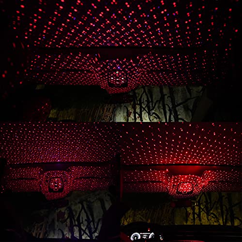 jeseny Pack-1 USB Star Projector Night Light, Car Ceiling Interior Roof Lights, Portable Adjustable Romantic Decorative Lights for Bedroom, Car, Party, Wall, Ceiling (Red) - Thumbnail 6