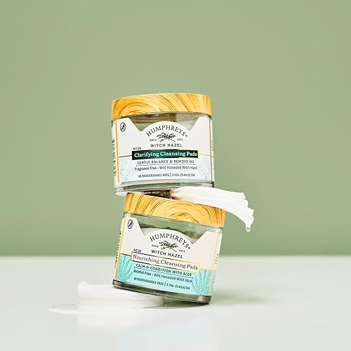 Miniatura 6 de Humphreys Almohadillas de limpieza nutritivas de hamamelis con aloe, sin alcohol