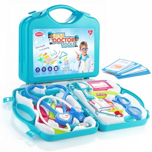 Aditi toys Doctor Set for Kids Girls, Boys with Foldable Suitcase and 17 Flashcards, Pretend Play Doctor Kit Playset for Kids, Medical Interactive Too