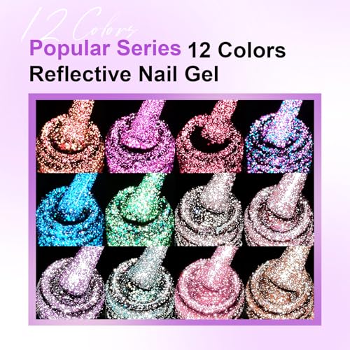Set de 12 esmaltes de gel con brillo reflectante miniatura 6