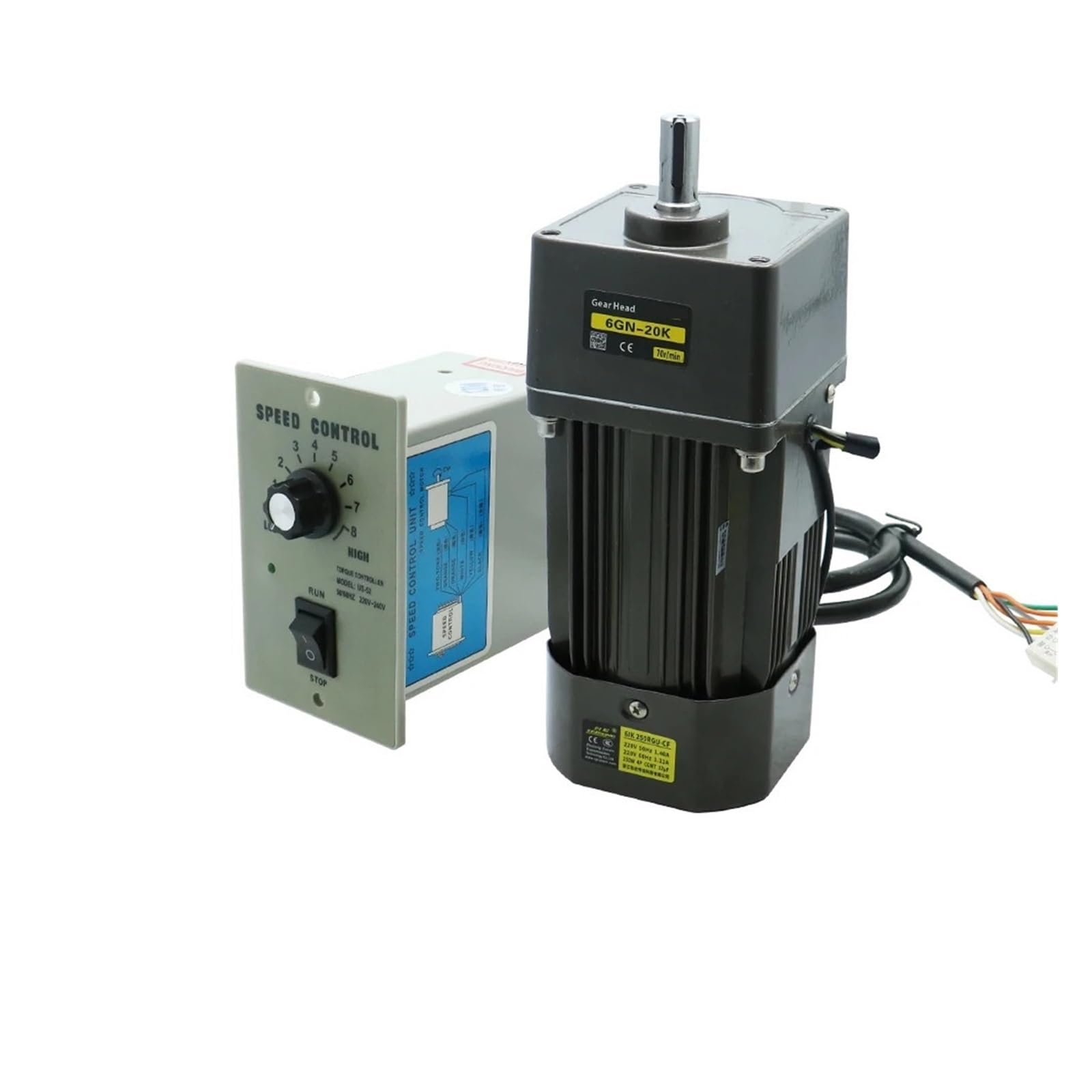 Moteur asynchrone monophasé AC 250W 220V avec contrôleur de vitesse pour convoyeur
