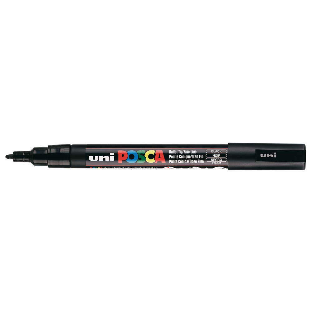 Uni Posca Marker PC-3M Paint Glass Pen Fine Bullet Tip 1.3mm Black