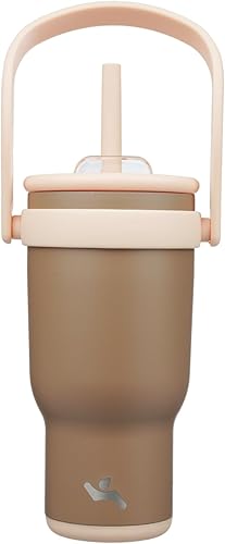 Miniatura 14 de Vaso de 14 onzas con asa lateral, botella de agua aislada con popote y tapa 2 en 1, taza de acero inoxidable, taza de café de viaje, para deportes,