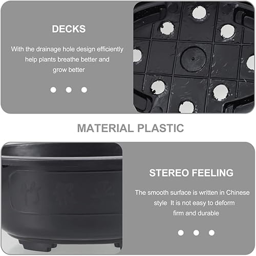 Miniatura 3 de ERINGOGO 2 macetas de entrenamiento de bonsái maceta de cultivo de plantas de bonsái de 19 pulgadas maceta ovalada de plástico con agujero de