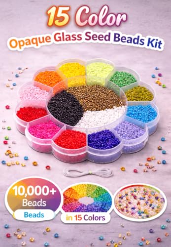 Image of Beadsnfashion Glass Seed Beads DIY Kit for Jewellery Making, Beading, Bracelet, Necklace, Embroidery and Art and Crafts, Size 11 /0 (2mm) (Neon & Opaque) for Girls and Kids