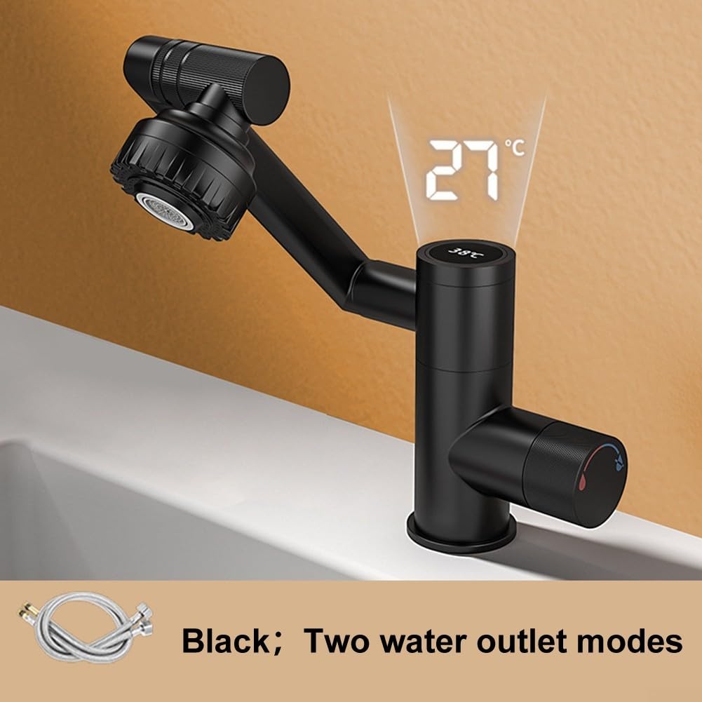 Innovador grifo digital de baño con modos de salida dual para mayor flexibilidad y comodidad de lavado (plateado)