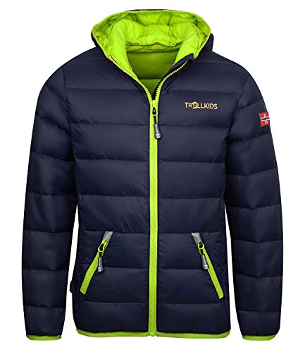 Trollkids Chaqueta de Plumón para Niños Dovrefjell, color Azul marino / limón talla 8 años (128cm) Cover