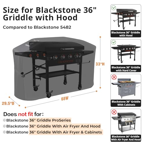 Image of Griddle Cover for Blackstone 36 inch Griddle with Hood 5482[2026 Upgraded 1000D Heavy Duty] Flat Top Grill Cover,Waterproof Rip-Proof Grill Cover for Blackstone and More 4-Burner Griddle with Air Vent