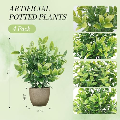 Der Rose 4 Pack Artificial Plants Indoor Fake Plants for Bathroom Decor - Image 3