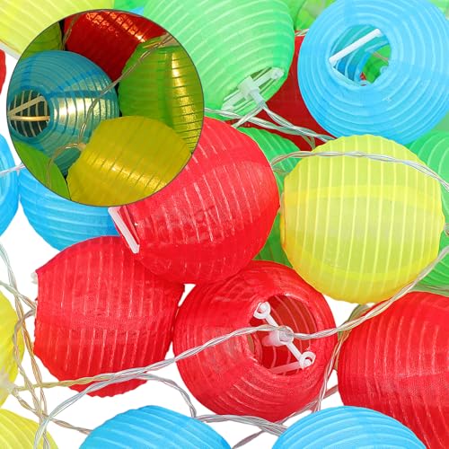 Luces LED de cuerda con farolillos multicolor batería 6m miniatura 3