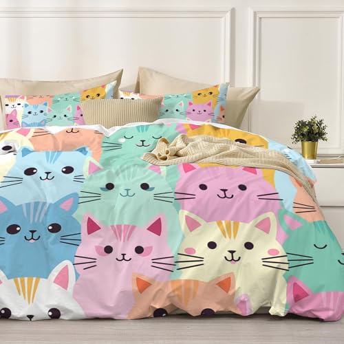 Housse de couette chat zippée 200x200cm pour changer de lit facilement sans repassage - 4