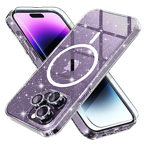Choiche for iPhone 14 Pro Case Compatible with MagSafe, Glitter Clear