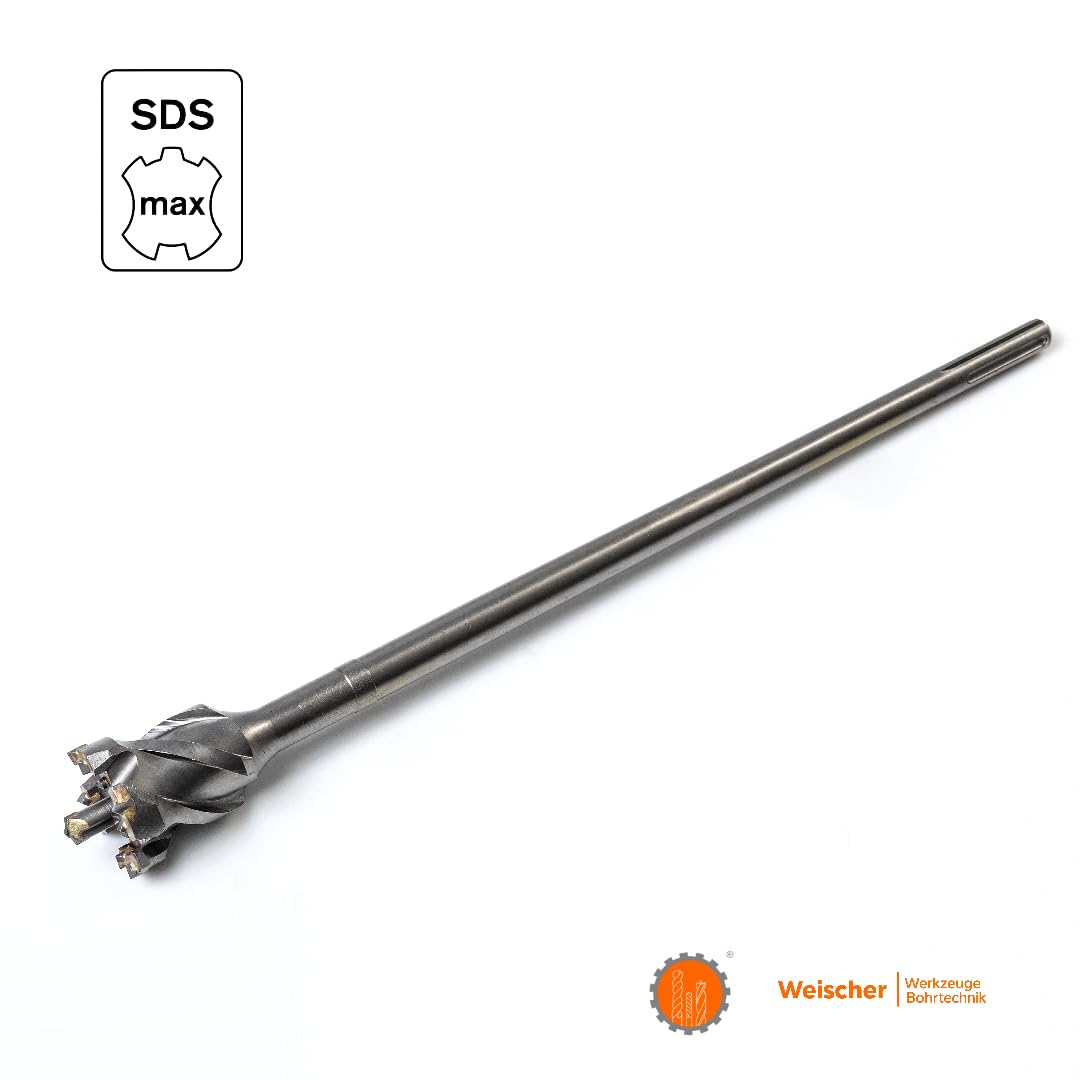 Weischer® SDS Max Durchbruchbohrer 80 x 1000 mm I Mauerdurchbruchbohrer Betonbohrer I 6 Schneiden I tiefe Löcher ohne stemmen I Mauerwerk, Ziegel, Beton, Stein
