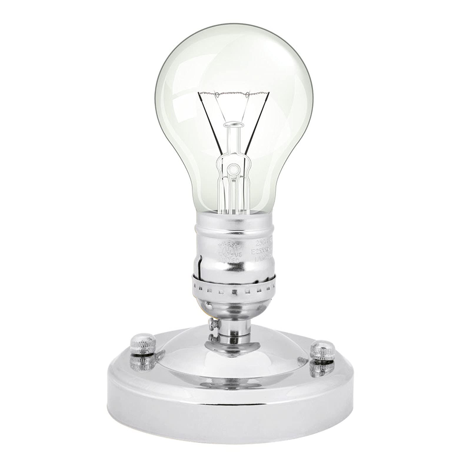 Soporte de Base de Luz Industrial Vintage E26/E27 - Enchufe de Luz de Techo/pared en Bronce - Diseño de Enchufe Atornillado para Lámpara de Bombilla Colgante (SILVER)