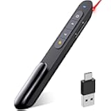 DinoFire USB Type C Wireless Presenter Remote Presentation Clicker,Volume Control PowerPoint Clicker with Red Pointer Long Range PPT Slide Advancer for Mac Laptop PC Computer