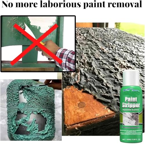 Image of Fast Acting Paint Remover Liquid 100ml | Heavy Duty Paint Stripper & Surface Cleaner for Wood Metal Glass Walls & Furniture | Multi Surface Coating Removal Solution with Brush