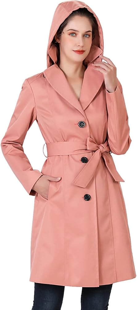 Amazon.com: BGSD Women Aleah Waterproof Hooded Trench Coat Guava X