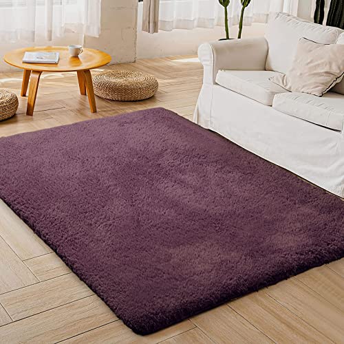 jianyana Alfombra grande para sala de estar, alfombra de pelo suave para dormitorio, sala de estar, comedor (gris morado, 160 x 250) Cover