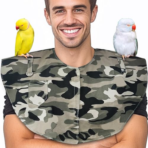 XQIGI Parrot Anti-Scratch Shoulder Poop Protector, Hang Bird Anklet Toys, Waterproof Pet Training Pad Diaper Protective Shawl for Parakeets Cockatiels Macaws Lovebirds Finches (Large,Grey)