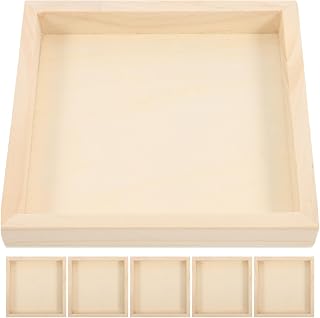 Angoily Wood Trays for Crafts, 6Pcs Montessori Trays, Hexahedral Painting Puzzle Set 3D Puzzle Dish Organizer for Kids Art Supplies Storage Lightweight Wooden Pallet for Home and Classroom