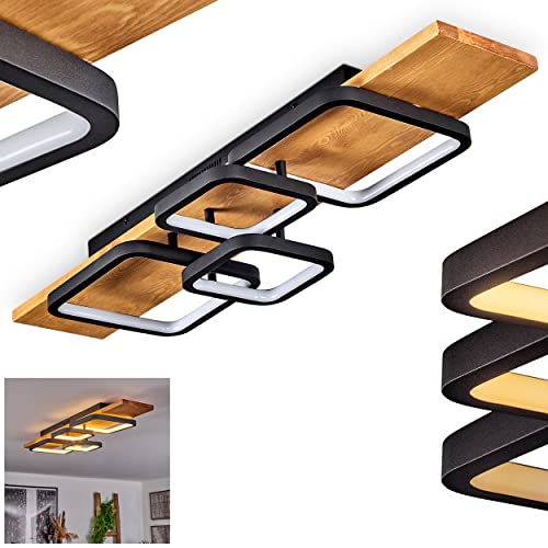 Plafonnier LED Pompu dimmable 36W noir et bois pour salon moderne