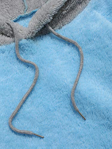 ZAFUL Color Blocking Fuzzy Hoodie Unisex Men Sherpa Pullover Loose Fluffy Sweatshirt3