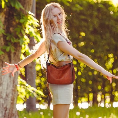 HESHE Leather Purses for Women Crossbody Hobo Shoulder Bag Women’s Handbags with 2 Straps Designer Fashion Satchel Purse2