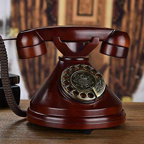 AIBAB Pure Solid Wood Retro Telephone Antique Vintage Telephone Landline Retro Mechanical Double Ringtone Gift Package