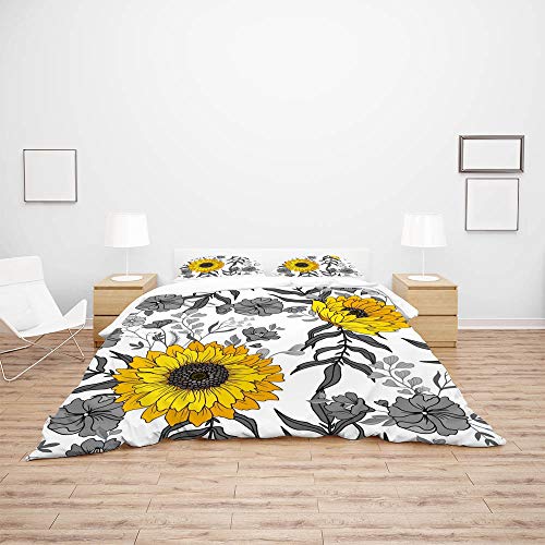 Parure de lit toutes saisons polyester grand confort lit double fleurs - 4