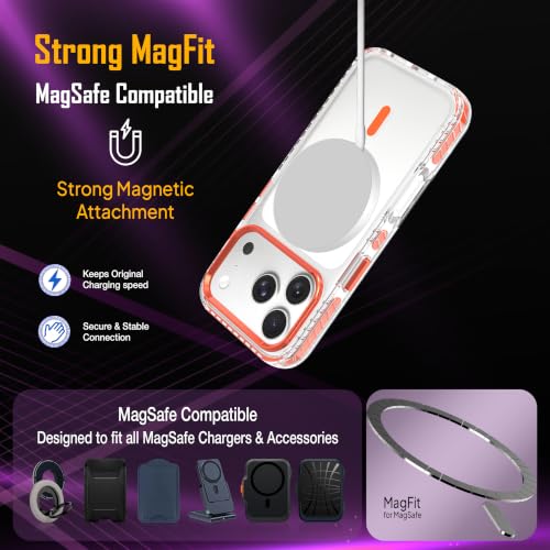Image of Zapcase Crystal Clear Back case for iPhone 17 Pro | PC Back | TPU Bumper with Inner Rubber Grip | Metal Camera Guard Bezel | Metal Buttons | Scratch Resistant Cover | 2 Layer Edge Protection | Orange