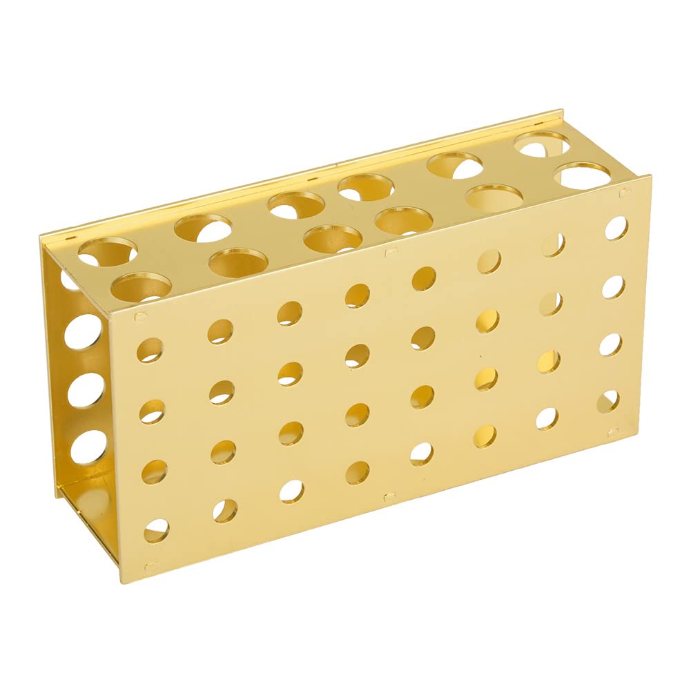 Soporte para tubos de ensayo de aluminio dorado 8x12, 3x18, 30 mm diámetro del orificio