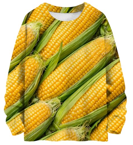 JBWomen Fresh Sweet Corn Knitted Sweater Farm Harvest Graphic Cozy