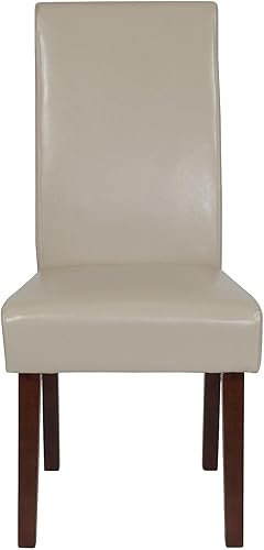 Miniatura 7 de Flash Furniture Greenwich Series - Juego de 2 sillas de comedor Parsons de mediados de siglo con parte trasera tapizada de LeatherSoft beige Beige