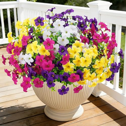 Besteek 20 Bundles Artificial Petunias Flowers for Outdoors Multicolor