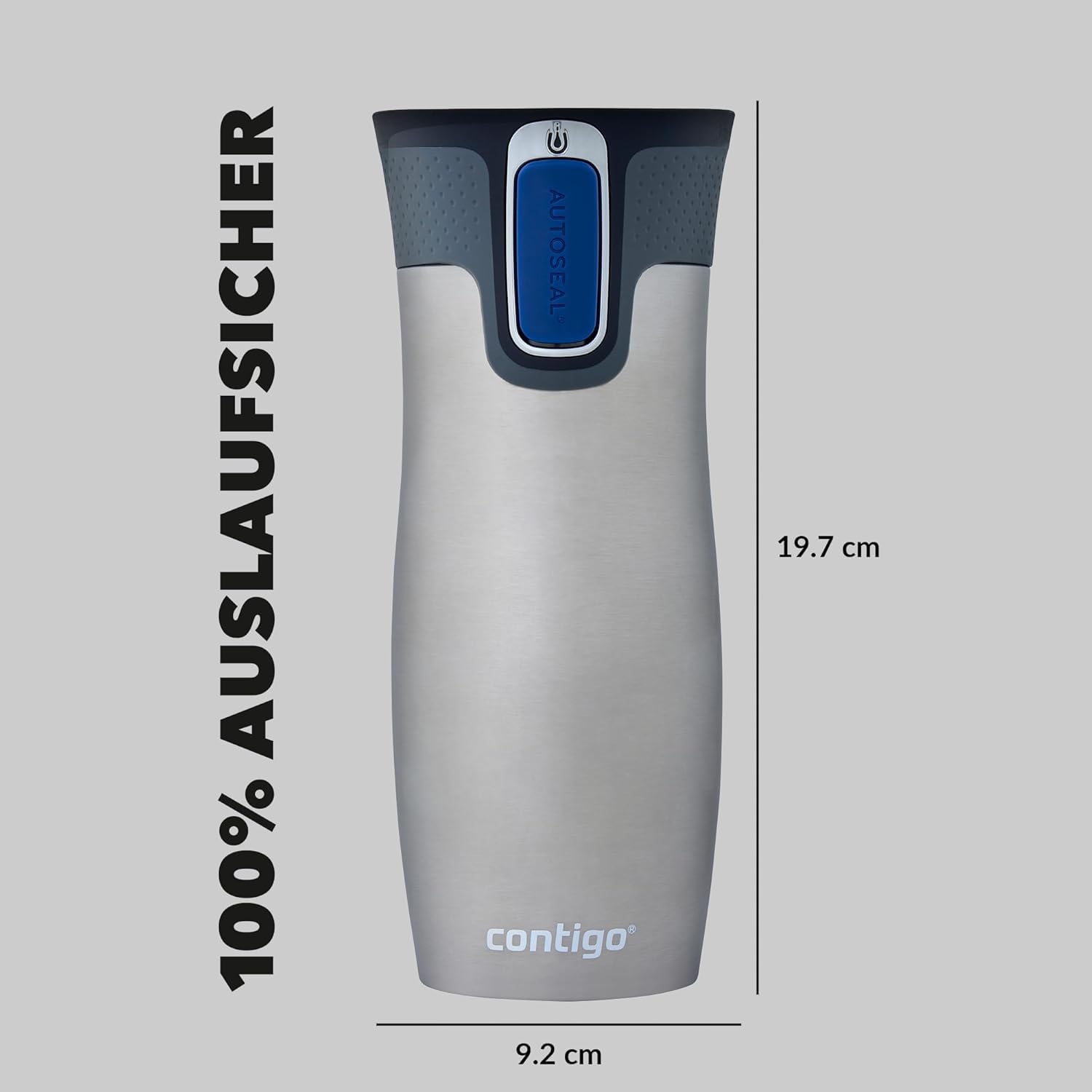 Contigo Thermobecher West Loop Autoseal mit Gravur, Edelstahl Isolierbecher, Reisebecher, Kaffeebecher to Go, auslaufsicher (Stainless Steel)