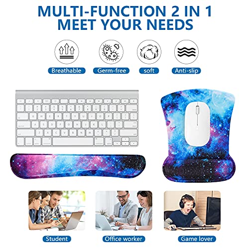 RICHEN Keyboard Wrist Rest Pad and Mouse Wrist Rest Support Mouse Pad Set,Sturdy & Comfortable & Lightweight for Easy Typing & Pain Relief-Ergonomic Support (Galaxy) - Thumbnail 7
