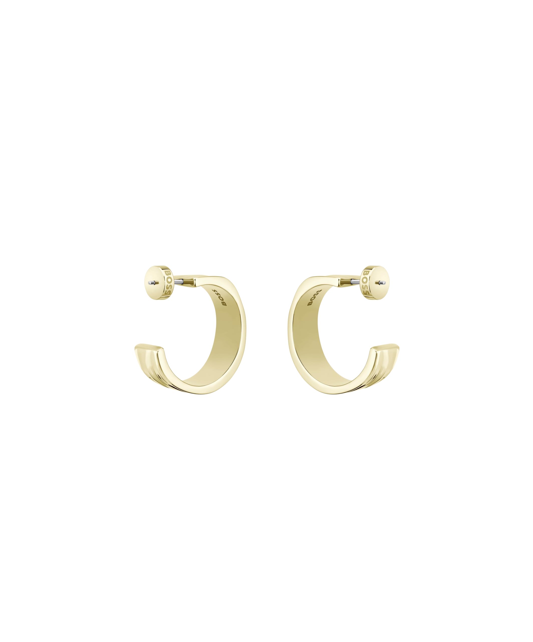 BOSS Jewelry Brazalete Rígido o Pendientes de Aro para Mujer Colección RIPPLE en Oro Amarillo con Líneas Onduladas