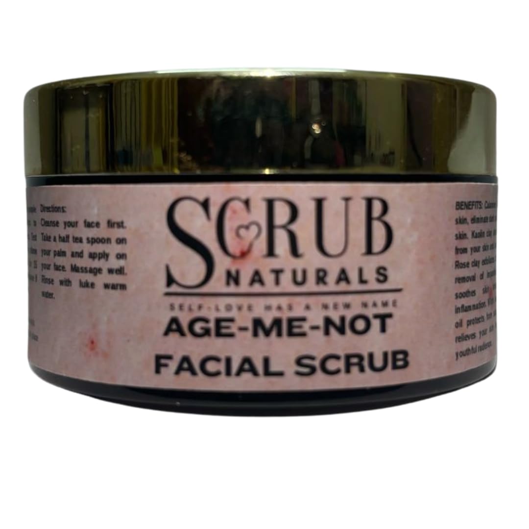 Age Me Not Facial Scrub | Organic & Natural I Regenate Cell & Brightens Skin | Anti Aging Face Scrub | Calamine, Rose, Peptide Complex & Jojoba Oil | Hydrating & Moisturizing | 50gms