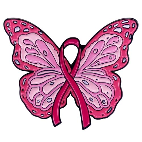 Image of Love Faith Strength Hope Breast Cancer Awareness Lapel Pins Butterfly Pink Ribbon Pin Brooch Badge Resin Enamel Cancer Awareness Gifts for Women Men