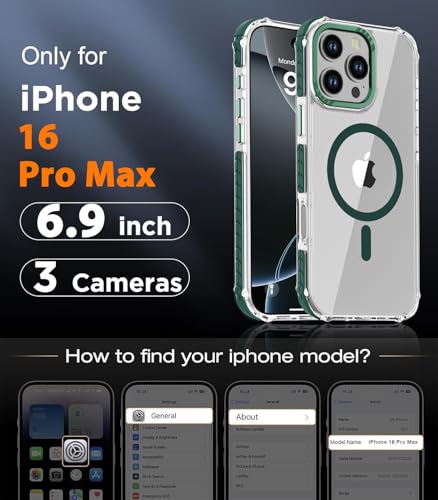Coque iPhone 16 Pro Max Magsafe DEERLAMN transparente et verte antichoc - 2