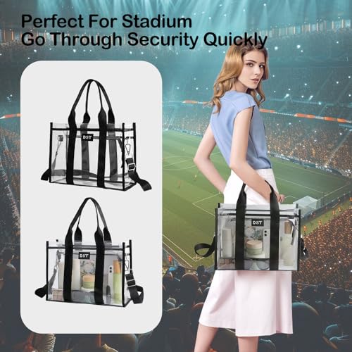 Clear Tote Bag Stadium Approved, Thick Clear Bag for Women Transparent Crossbody Shoulder Bag for Sports Events, Concert, Beach, Work4