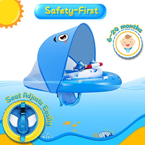 Baby Pool Float With Removable Upf50+ Uv Sun Protection Canopy, Toddler Pool Float With Toy Play Console, Adjustable Safety Seat, Infant Pool Float, Baby Swim Float, Baby Floats For Pool 6-25 Months #TOP3