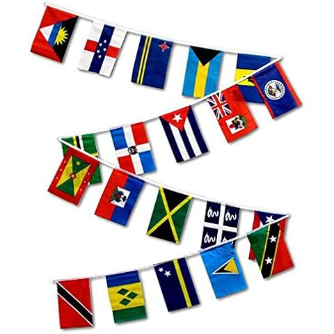RFCO 30ft String Flag Set of 20 Caribbean Country Flags Cover