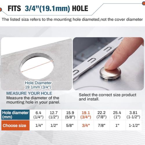 Image of Hicarer 15 Pack Fit 3 /4 inch(19.1mm) Hole Metal Hole Plugs, Nickel-Plated Steel Snap-in Cover for Exposed Holes, Electrical Box Knockout Plugs, No Welding Required for Sinks, Furniture, Automotive