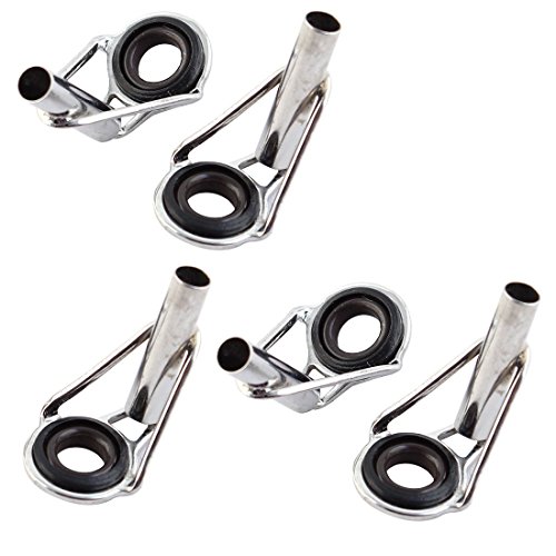 LNIEGE 5Pcs Caña de Pescar Punta de Acero Inoxidable Guía de hilatura de Carbono Pesca 3.0 mm de diámetro