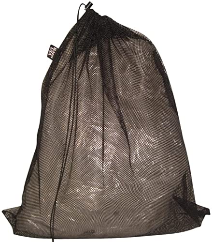 Laundry Bag Strong Industrial Mesh Drawstring with Cord Lock Made In USA. (Black)
