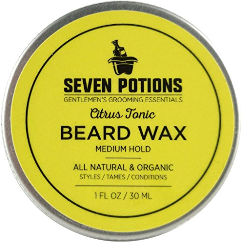 Seven Potions Beard Wax for Men  Medium Hold Styling Wax to Shape And Nourish Your Moustache and Beard  All-Natural, Organic, Cruelty Free  Citrus Tonic (30 ml)