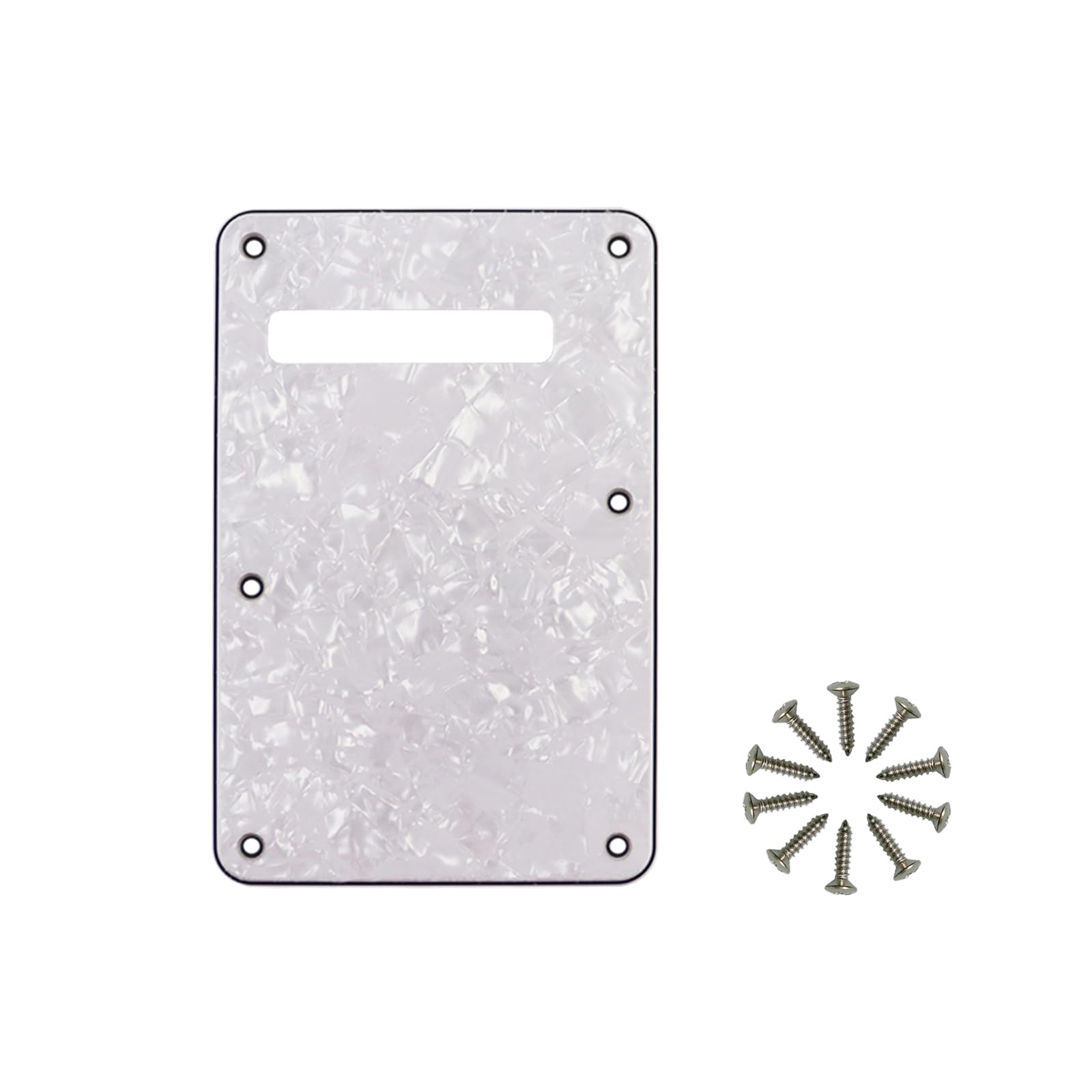 6-Hole Strat Backplate Cavity Cover for Fender, White Pearl 4Ply