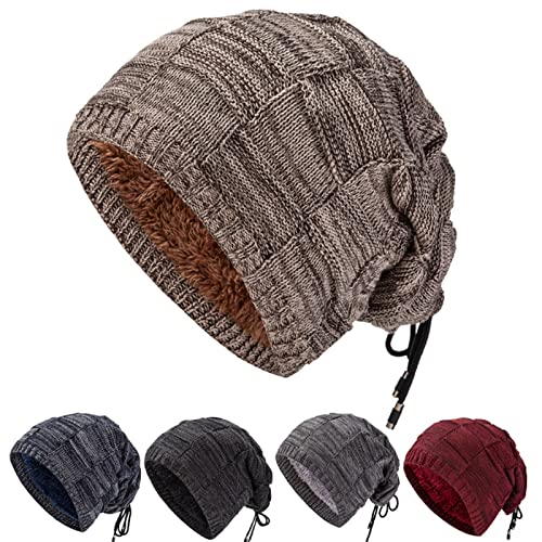 Gorro de malha quente de inverno de dupla finalidade gorro de lã forr gorro gorro para homens e mulh